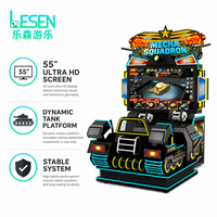 Machine de jeu simulateur de tir de char Mecha Squadron à double tourelle, à monnayeur, avec écran HD 55 pouces et retour de force
