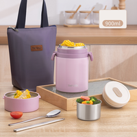 Tafuco - Lonchera de Acero Inoxidable Dos en Uno, Termo y Recipiente para Alimentos, Ideal para el Trabajo o la Escuela