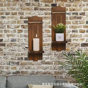 <b>Wooden</b> Wall Mounted Candle Holder <b>Rustic</b> Style Rectangle Living Room Decoration Shelf For Candle Or Plant - Product Image 3