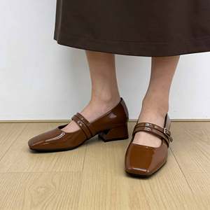 Zapatos de Tacón Cuadrado de 3 cm de Cuero Genuino Mary <span class=keywords><strong>Jane</strong></span>, Tendencia de Moda de Alta Gama, Ligeros y Cómodos para Mujer, Verano Otoño - Product Image 4