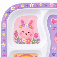 Assiettes en plastique écologiques de qualité alimentaire avec séparateurs, design dessin animé personnalisable, pour enfants, portables, faciles à nettoyer, vaisselle scolaire