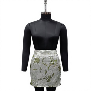Women's High Waist Floral Printed <b>Silk</b> Satin Mini <b>Skirt</b> Elegant Straight Design All Seasons Wear - Product Image 1