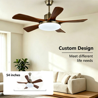 Ventilateur de plafond moderne 54 pouces à 5 pales, bronze antique, avec éclairage LED DC 6 vitesses, gradation progressive 3000-6000K, télécommande, ODM/OEM