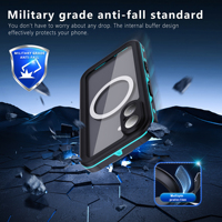 Étui de plongée compatible 16 Pro Max, étanchéité totale certifiée IP68, antichoc TPU+PC, compatible charge sans fil, design sportif
