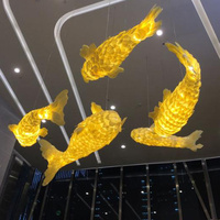 Lampe de décoration intérieure style japonais projet de poisson en bois hall d'hôtel escalier lustre personnalisé lampe