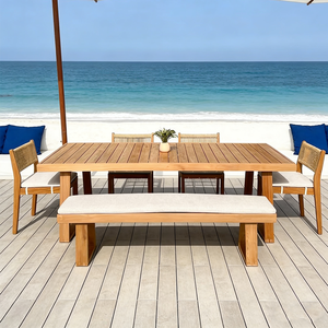 Set Moderno di Tavolo e Sedie Minimaliste <span class=keywords><strong>da</strong></span> Esterno, Arredamento per Hotel e Resort, <span class=keywords><strong>Panca</strong></span> Lunga Impermeabile in Legno di Teak per Ristorante e <span class=keywords><strong>Giardino</strong></span> - Product Image 6