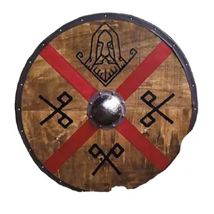 Mittelalterliche Rüstung handgefertigter hölzerner Wikinger-Schild 24 Zoll Rüstung Halloweens Kostüm Havenschild