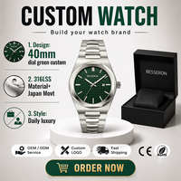 Montre automatique pour homme 40 mm avec logo personnalisé, mouvement mécanique, fabrication OEM, vente en gros, fournisseur de montres à marque privée pour micro-marques