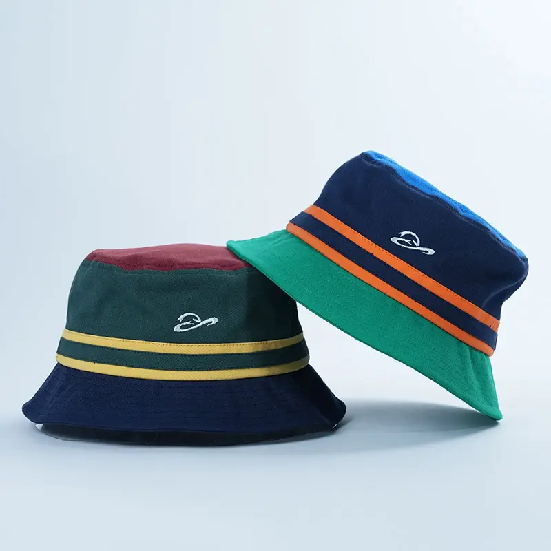 Xô hat nhà sản xuất tùy chỉnh thêu logo thoải mái ngoài trời thiết kế sọc bông xô hat