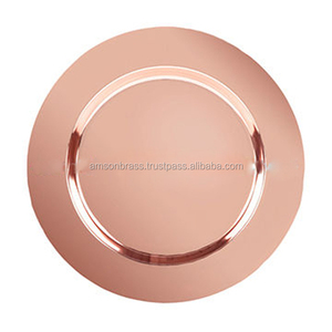 Assiette de présentation ronde aux finitions en or rose Assiettes à vaisselle Assiette de présentation de luxe Décorative en métal - Product Image 3