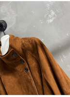 Blouson Bomber Femme en Cuir Véritable Nouvelle Collection Automne 2026 Col Mandarin Ceinturé Coupe Ajustée Tendance Polyvalent