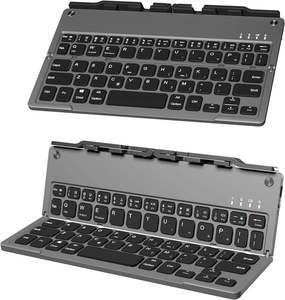 Claviers rechargeables espagnols OEM, portables, minces, pliables, sans fil Bluetooth, mini clavier pliable avec support pour téléphone/tablette - Product Image 2