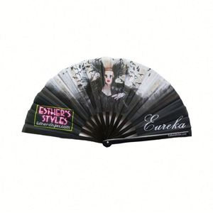 Éventail publicitaire personnalisable en bambou et plastique, grand format, avec surface en tissu, série Kung Fu Sound - Product Image 5