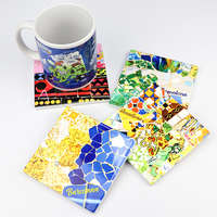 Sous-verre en céramique personnalisable avec logo imprimé, souvenirs de pays et de villes, décoration de table