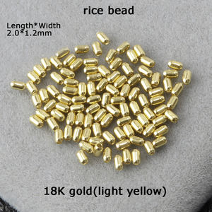 בתפזורת זהב אמיתי זהב 18 קראט a750 זהב צהוב חרוז 2 מ "מ ממצאים חרוזים אורז עבור צמיד - Product Image 3