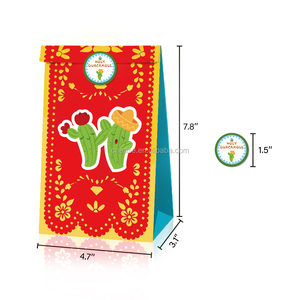 Huancai Mexican <strong>Party</strong> Favors <strong>Bag</strong> 12 PCS Gift Paper <strong>Bags</strong> Goodies Candy Treat <strong>Bag</strong> with <strong>Stickers</strong> for Cinco De Mayo <strong>Party</strong> Supplies - Product Image 2