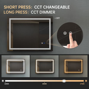 Miroir LED rectangulaire mural avec commande tactile, design moderne pour salle de bain, cadre en aluminium, verre - Product Image 3