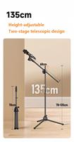 Support de micro de sol robuste MB01, hauteur réglable de 78 à 135 cm, 360° °   Bras rotatif pour le streaming en direct, le karaoké et les spectacles