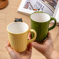 Mug à lait en céramique 350 ml, motif chat de dessin animé en relief 3D créatif, idéal pour boissons chaudes, thé de l'après-midi, fêtes, couples, qualité alimentaire
