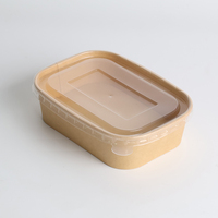 Boîte repas rectangulaire jetable en papier kraft épais laminé, imperméable et résistant à la graisse, compatible micro-ondes, sans BPA, vente en gros OEM