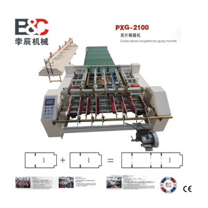 PXA-2100 double pieces glue machine/Semi automatic carton folder gluer/corrugated board gluing and folding machine