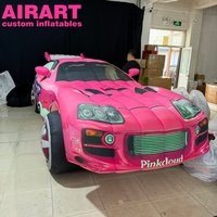 Éclairage LED décoratif pour voiture gonflable rose, modèle de voiture de course gonflable personnalisé pour la publicité