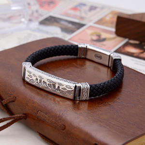 Bracelet en argent sterling 925 rétro thaïlandais OEM, tissé à <span class=keywords><strong>la</strong></span> main, avec inscription du Bouddha, six mots <span class=keywords><strong>de</strong></span> <span class=keywords><strong>la</strong></span> <span class=keywords><strong>vérité</strong></span>, vajra et pilon, bijoux pour hommes 2026 - Product Image 3