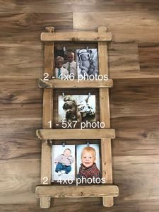 إطار صور خشبي مؤلم من JUNJI, إطار صور خشبي مفتوح ، إطار ريفي لبيت المزرعة ، هدية رائعة ، سلم خشبي ، شاشة عرض الصور - Product Image 6