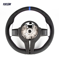 Volant sport M sur mesure en cuir et suède avec surpiqûres tricolores et palettes de changement de vitesse – Amélioration intérieure pour BMW F10 F07 F06 F01 F25