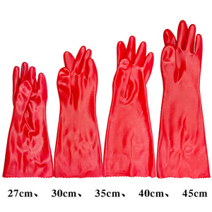 Gants de sécurité anti-choc en PVC rouge, résistants aux produits chimiques, anti-chaleur, imperméables, anti-coupure, sans poudre, sans silicone, pour travaux lourds (vente en gros) - Product Image 2