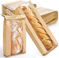 Bolsa de Embalaje para Pan Francés, Reutilizable, de Grado Alimenticio, con Ventana Transparente Grande, para Suministro a Granel en Panaderías
