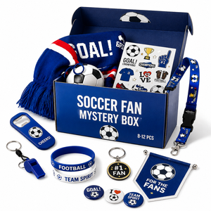 Coffret Cadeau Mystère pour Supporters de Football 2026 – Fournitures de Fête avec Drapeaux, Autocollants, Porte-clés et Bracelets Aléatoires Cousus à la Machine - Product Image 1