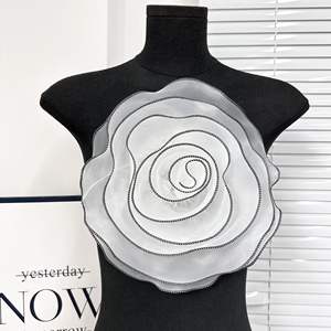 Arrival Wew 3D Colorful Organza <strong>Mesh</strong> Embroidery Applique Rose Flower <strong>Patches</strong> Sew-on for Women's Dress Sewing Clothing <strong>Patch</strong> - Product Image 1