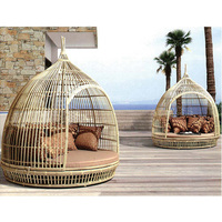 Mobilier d'extérieur Lit nid d'oiseau Corde de caca de jardin en osier Canapés Setsl Daybed Leisurefurnituresunbed Mobilier de salle à manger moderne