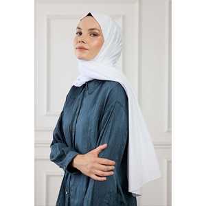 Écharpe de luxe en pur coton blanc pour filles, légère, élégante, design uni, respirante, douce, en rayonne, pour l'automne, le printemps et l'hiver - Product Image 2