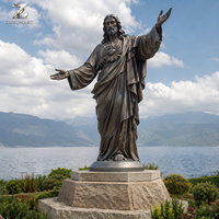 Statue de Jésus en bronze, sculpture religieuse du Sacré-Cœur, taille réelle, décoration d'art catholique chrétien pour l'extérieur, l'église, le jardin