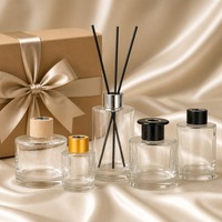 Ensemble de 5 flacons diffuseurs de parfum en verre transparent de luxe, cylindriques, vides, rechargeables, pour huiles d'aromathérapie