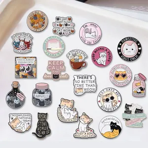 Lindo <span class=keywords><strong>para</strong></span> broche de gato chapado en oro pintado con temática de animales insignia de Metal versátil ropa Pin grabado todo imprescindible <span class=keywords><strong>para</strong></span> gato - Product Image 1