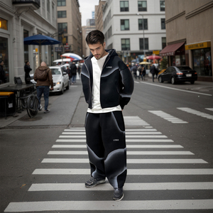 Completo da Uomo All'ingrosso Personalizzato con Felpa con Cappuccio e Zip e Pantaloni della <span class=keywords><strong>Tuta</strong></span> <span class=keywords><strong>Oversize</strong></span> in Cotone Pesante Vintage Modello Cropped - Product Image 6