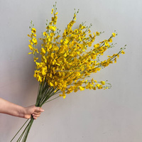 Anggrek Oncidium Sutra Buatan Premium C245 Tangkai Tunggal Buatan Tangan Realistis untuk Dekorasi Pernikahan, Natal, dan Kembali ke Sekolah