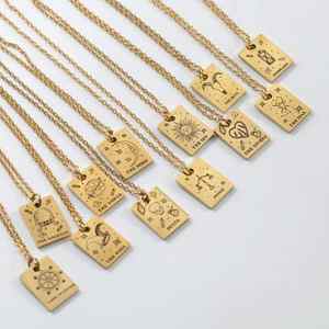 Nouveau <span class=keywords><strong>pas</strong></span> <span class=keywords><strong>cher</strong></span> femmes bijoux en acier inoxydable en gros plaqué or argent Vintage carte de tarot gravé <span class=keywords><strong>collier</strong></span> - Product Image 4