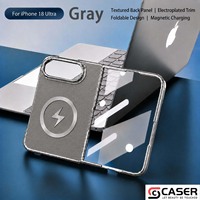 Étui de téléphone pliable à double protection intégrale avec protection d'écran intégrée magnétique en cuir texturé de qualité supérieure pour iPhone Duo