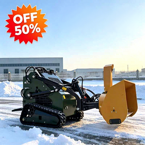 Mini-chargeuse compacte sur chenilles avec souffleuse à neige puissante pour le nettoyage des allées de jardin, capacité de 800 kg, manutention de matériaux robuste - Product Image 1