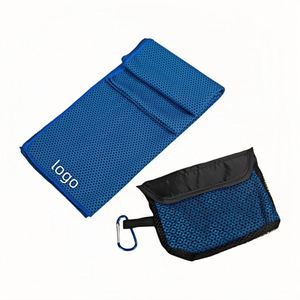 Custom Logo Portable Instant Cooling Towel Microfiber Ice Sport Towel with Mesh Pouch Carabiner - Product Image 2