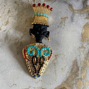 Broche vintage de style occidental antique, exotique, noir, maure, roi égyptien antique, pour fêtes, cadeaux, accessoires vestimentaires pour costume et manteau - Product Image 5