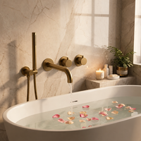 Ensemble de robinetterie de baignoire murale haut de gamme AMAXO avec noyau de valve en céramique, doté de fonctions d'eau froide et d'eau chaude