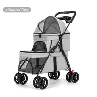 Poussette pliable double couche imperméable pour chiens et chats - Utilisation extérieure portable