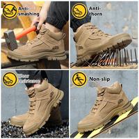 Bottes de sécurité chaudes d'hiver pour hommes, bottes mi-hautes, design classique, antidérapantes, résistantes à l'usure, chaussures de sécurité pour le travail, automne/hiver