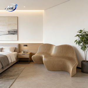 Canapé en bois paramétrique moderne de qualité commerciale pour hôtel et salon de resort, canapé-lit deux places pour bureau - Product Image 4