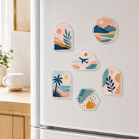 Aimant de réfrigérateur en acrylique imprimé sur mesure, aimant décoratif transparent pour réfrigérateur, motif personnalisé, décoration de cuisine, ensemble de cadeaux souvenirs